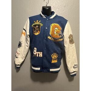 LOTR 8ighth Dstrkt Mens Royal Blue Long Sleeve Snap Bomber Jacket Size M